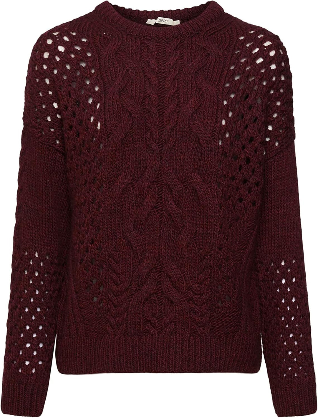 ESPRIT Pullover mit Zopf-Muster M Bordeaux Red, M Bordeaux Red