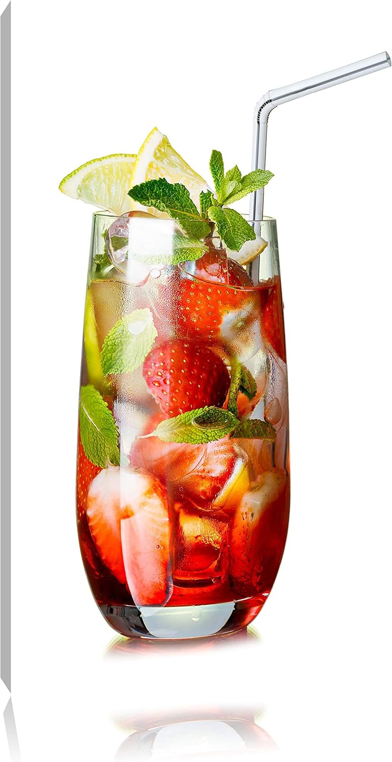 Leckerer Erdbeercocktail mit Zitrone und Minze Format: 100x70 auf Leinwand, XXL riesige Bilder ferti