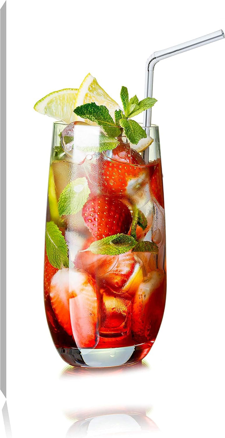 Leckerer Erdbeercocktail mit Zitrone und Minze Format: 100x70 auf Leinwand, XXL riesige Bilder ferti