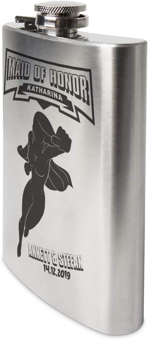 Flachmann Edelstahl 237 ml 8 oz individuelle Gravur Geschenk - Maid of Honor, Maid Of Honor