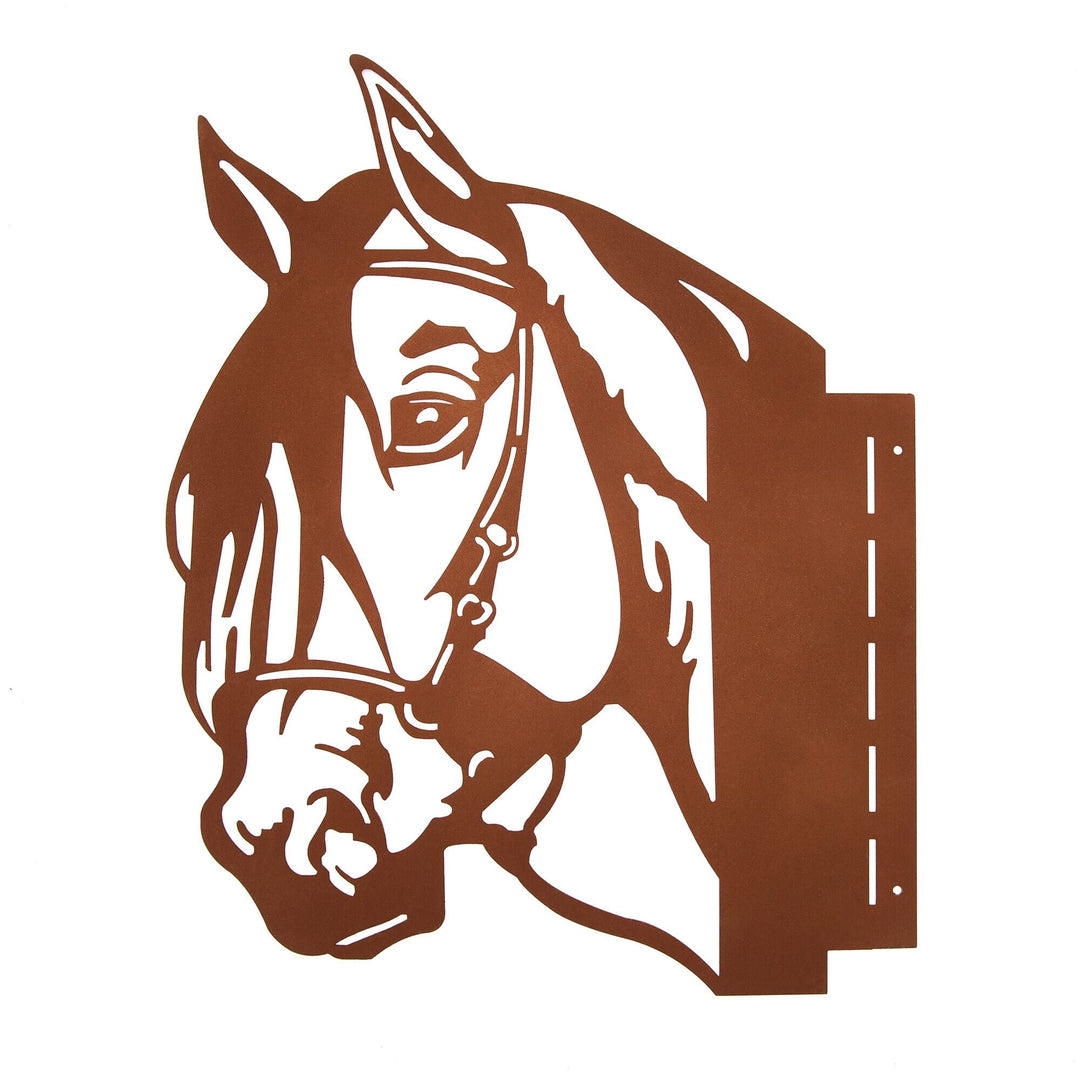 UNUS Garden Baumstecker Pferd um die Ecke guckend, Gartendeko Rostoptik zum Anschrauben, Roststecker