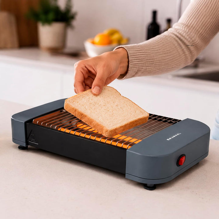 Grunkel Toaster mit 300 W und geeignet für 1 Brotscheibe mit On/Off und ohne Timer. Krümelschublade