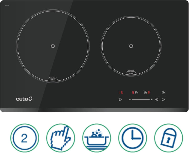CATA Kochfeld IB 2 PLUS BK/A Induktion Anzahl Brenner/Kochzonen 2 Touch-Timer Schwarz
