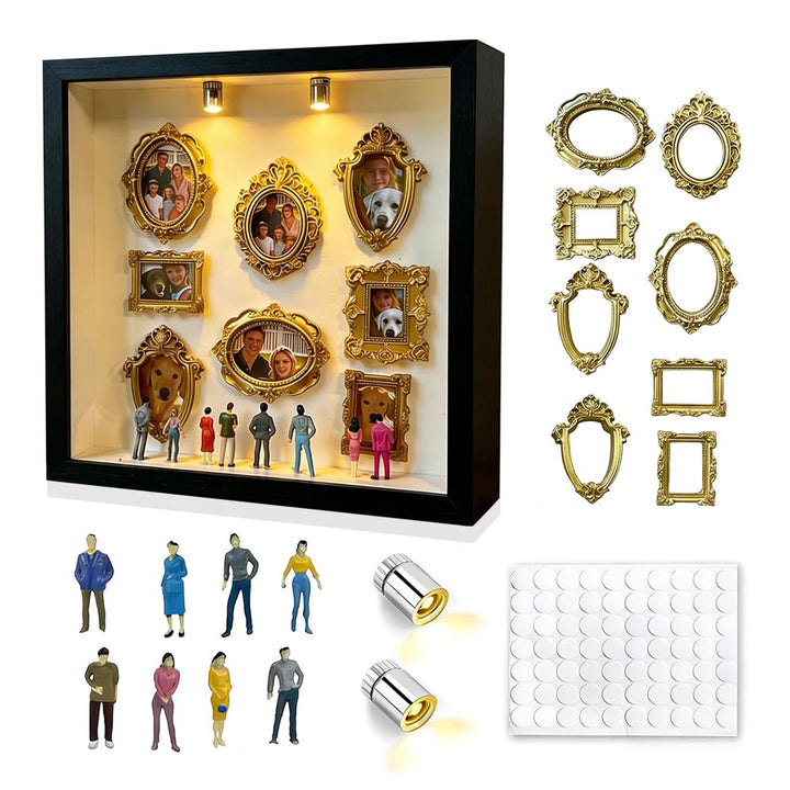 DIY Mini Museum Silhouette Box, Mini Figuren Menschen Museum mit lichtern, Kreatives Erinnerungsdisp