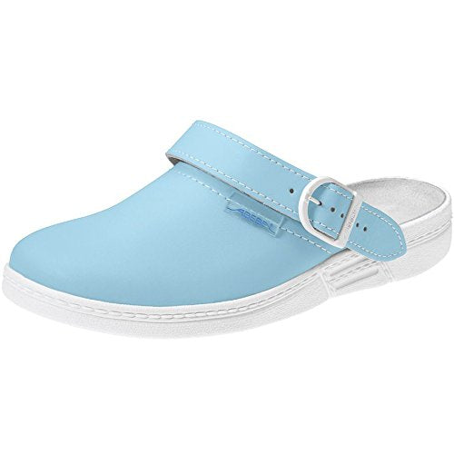 Abeba Clog 7081 - the original, Glattleder,hellblau/weiss, zertifiziert, 43 43 EU, 43 EU