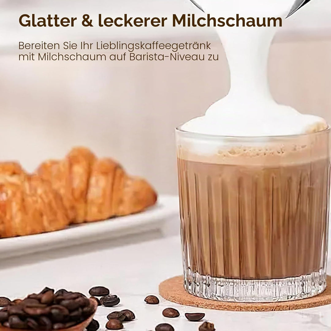 Milchaufschäumer Elektrisch 4 in 1,430ml Grosses Automatischer Milchschäumer,Geräuschloser,Abschaltu