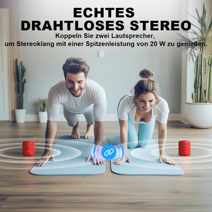 Bobtot Tragbarer Bluetooth-Lautsprecher, IPX6 wasserdicht, über 15 Stunden Akkulaufzeit, kraftvoller