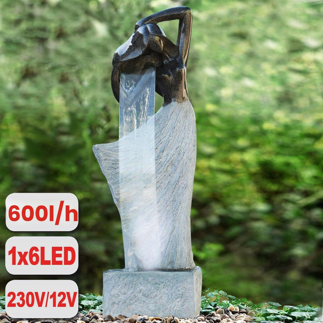 Gartenbrunnen Brunnen Zierbrunnen Zimmerbrunnen Springbrunnen Brunnen DANCING Lady mit LED-Licht mit