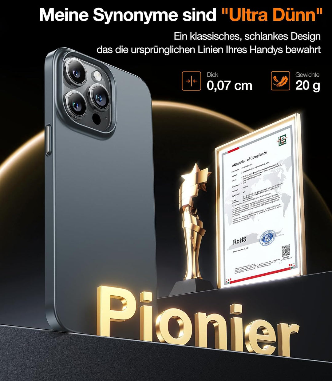 TORRAS Ultra Dünn für iPhone 15 Pro Max Hülle für MagSafe (Nr. 1 Magnetkraft, Nie Staub anhaftend) V