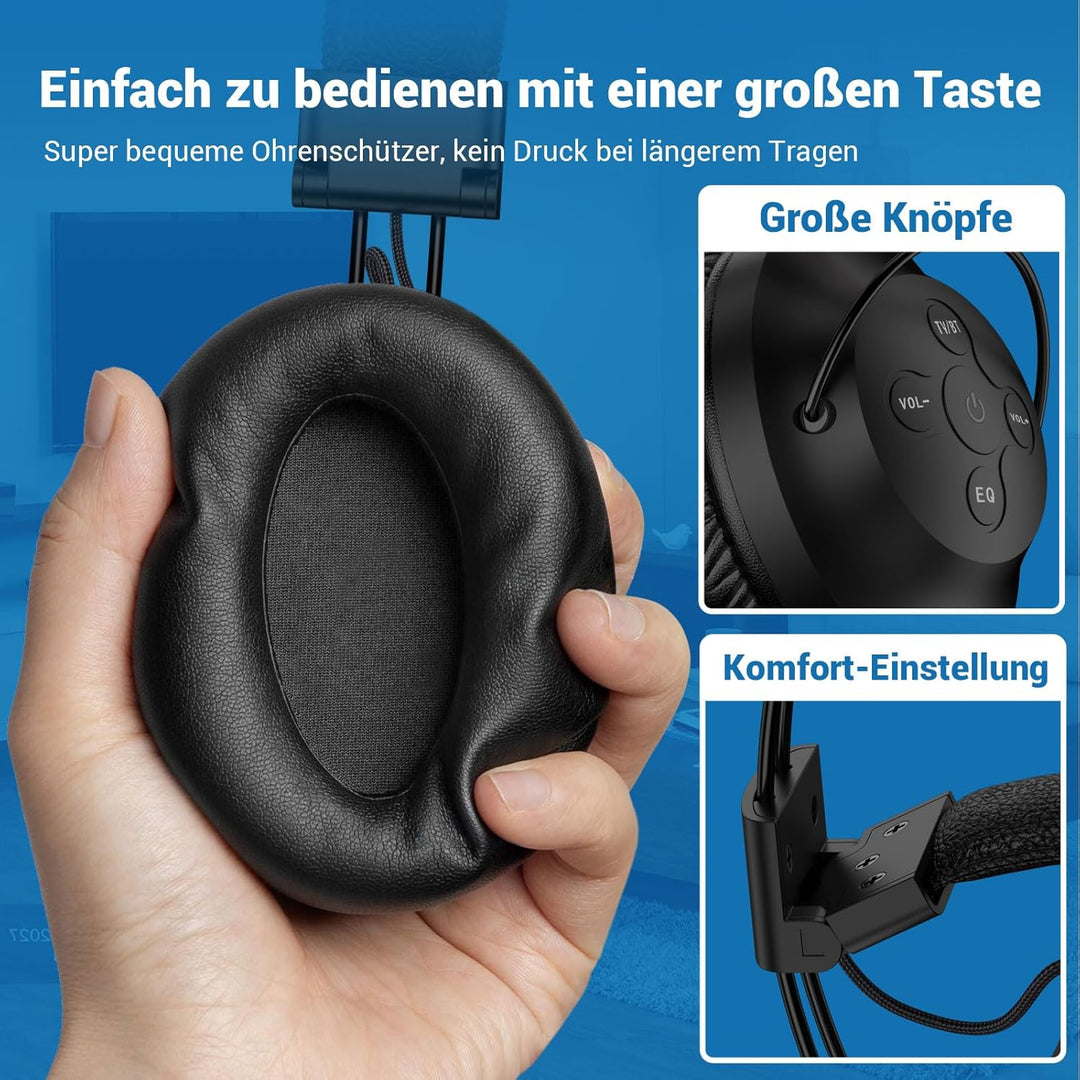 Dual Wireless Kopfhörer zum Fernsehen mit Sender und Headset-Ständer, 196ft Reichweite mit optischen