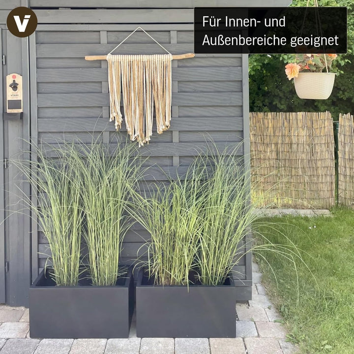 VIVANNO Maxi Pflanztrog, Fiberglas Pflanzgefäss, Rechteckig, Anthrazit, 30x60x30 cm - Robust für Aus