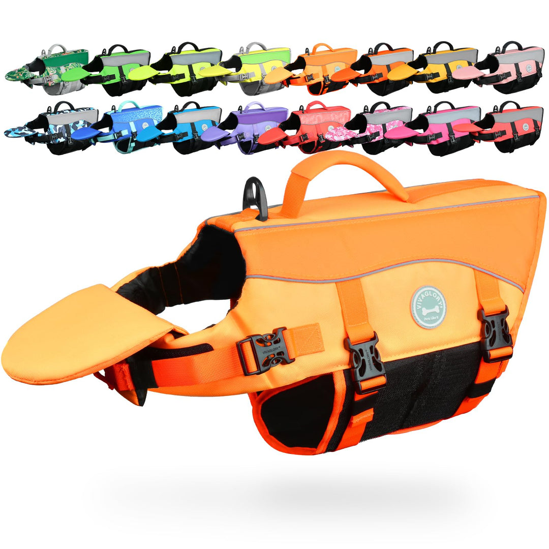 VIVAGLORY Front Float Schwimmweste Hund, Hundeschwimmweste für Bootfahren, Schwimmweste with Kopfstü