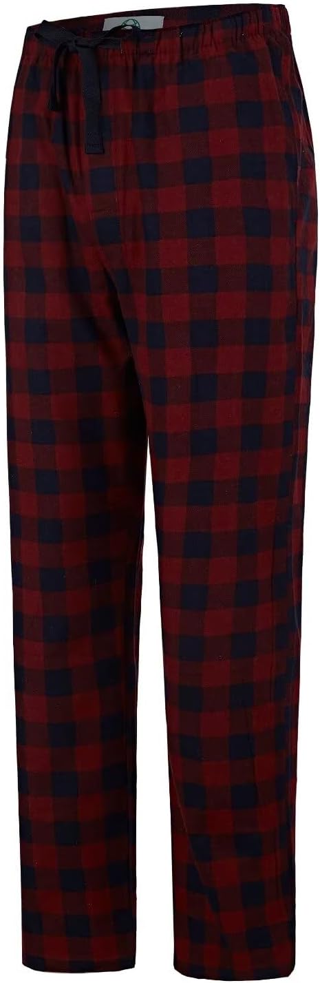 GLOBAL Herren Schlafanzughose 100% Baumwolle Flanell XL Rot Kariert & Blaugrün Kariert, XL Rot Karie