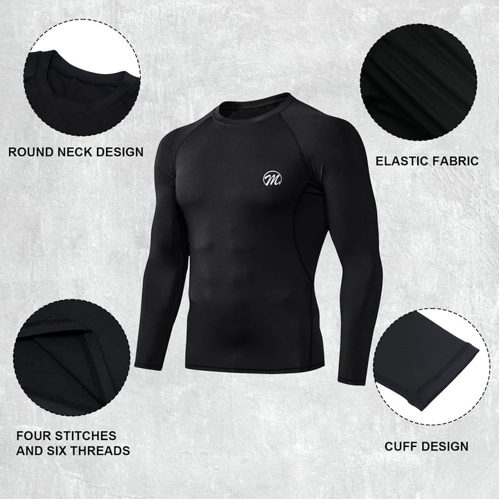 meeteu 5pcs Herren Sportbekleidung Fitness Set, Atmungsaktiv Funktionsshirt Herren Langarm+Hoodies+K