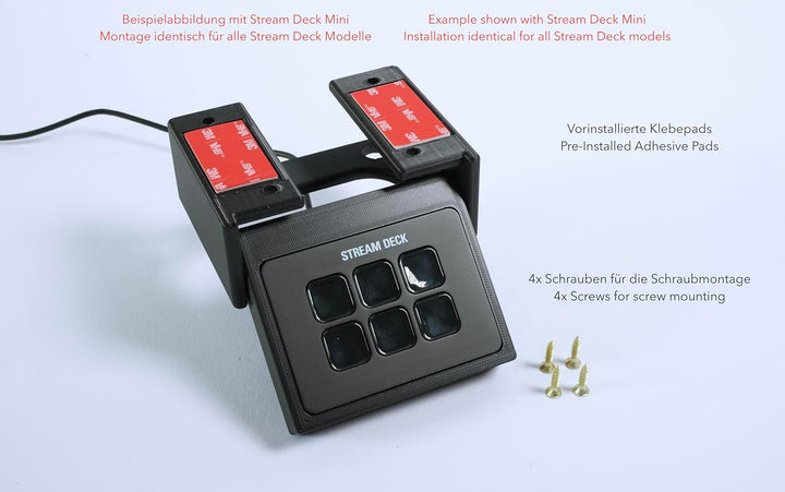 Tischhalterung passend für Elgato Stream Deck – versenkbar & clean, Klebe- oder Schraubmontage, komp