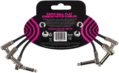 Ernie Ball Flachband-Patchkabel, 3er-Pack, 15,24 cm Schwarz 15 cm 3 Stück, Schwarz 15 cm 3 Stück