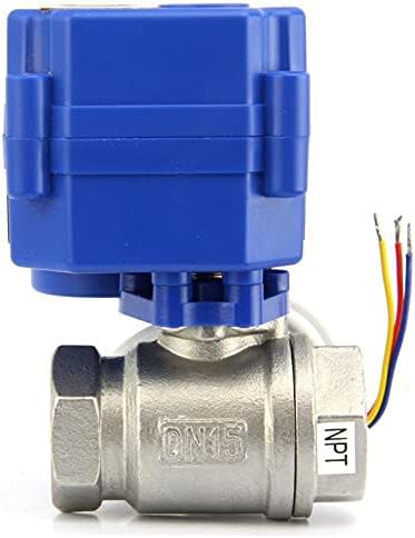 U.S. Solid Motorisierter Kugelhahn 3/4 Zoll, Edelstahl-Kugelhahn mit Vollanschluss, 9-24 V AC/DC und