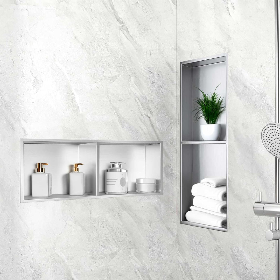 Wandnische Dusche,Wandnische Dusche Edelstahl,Wandnische Lagerung mit einem Regal,Duschnische 20 * 6