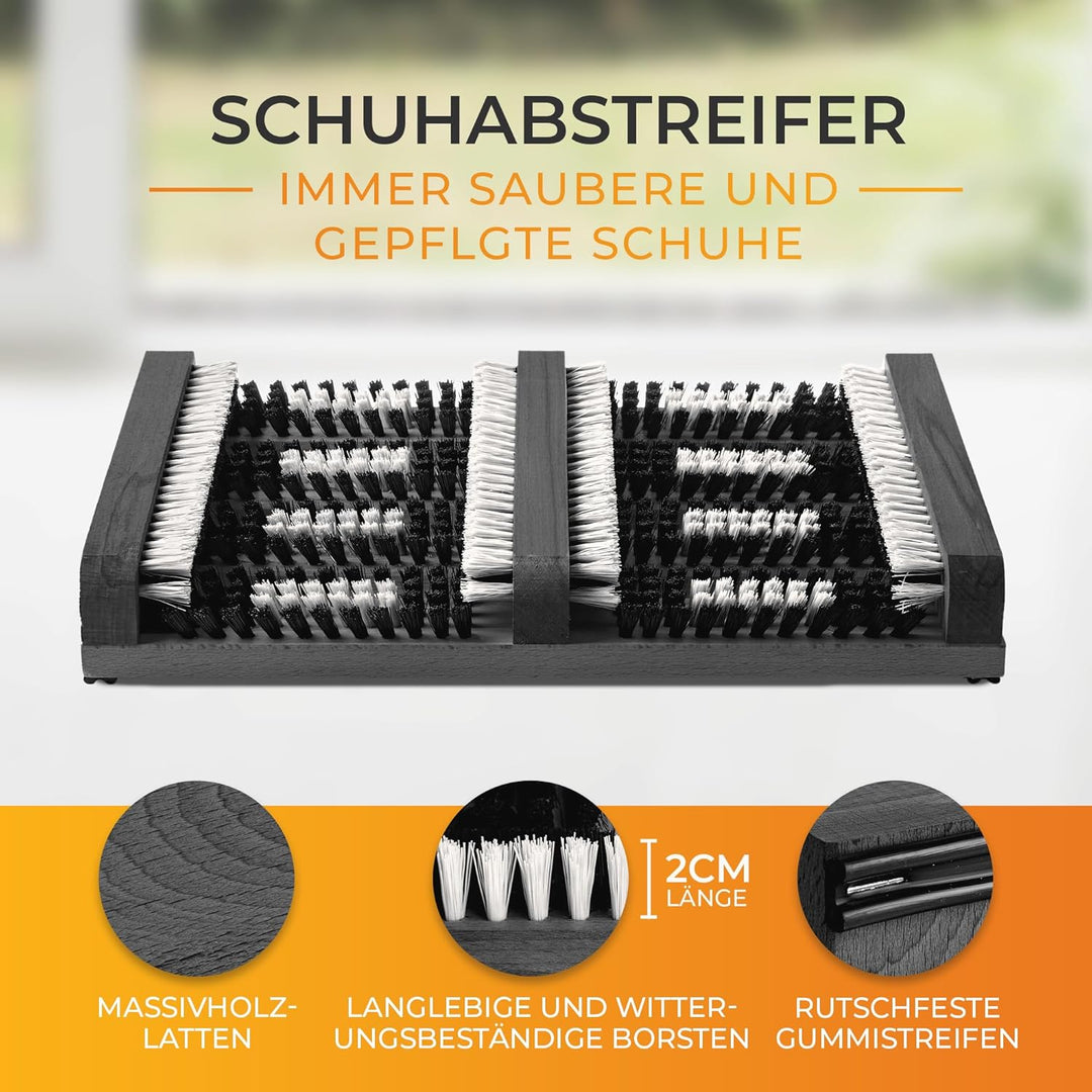 Schuhabstreifer Aussen & Innen, aus Holz - rutschfest & Langlebig mit Kräftigen, Pflegeleichten Bors