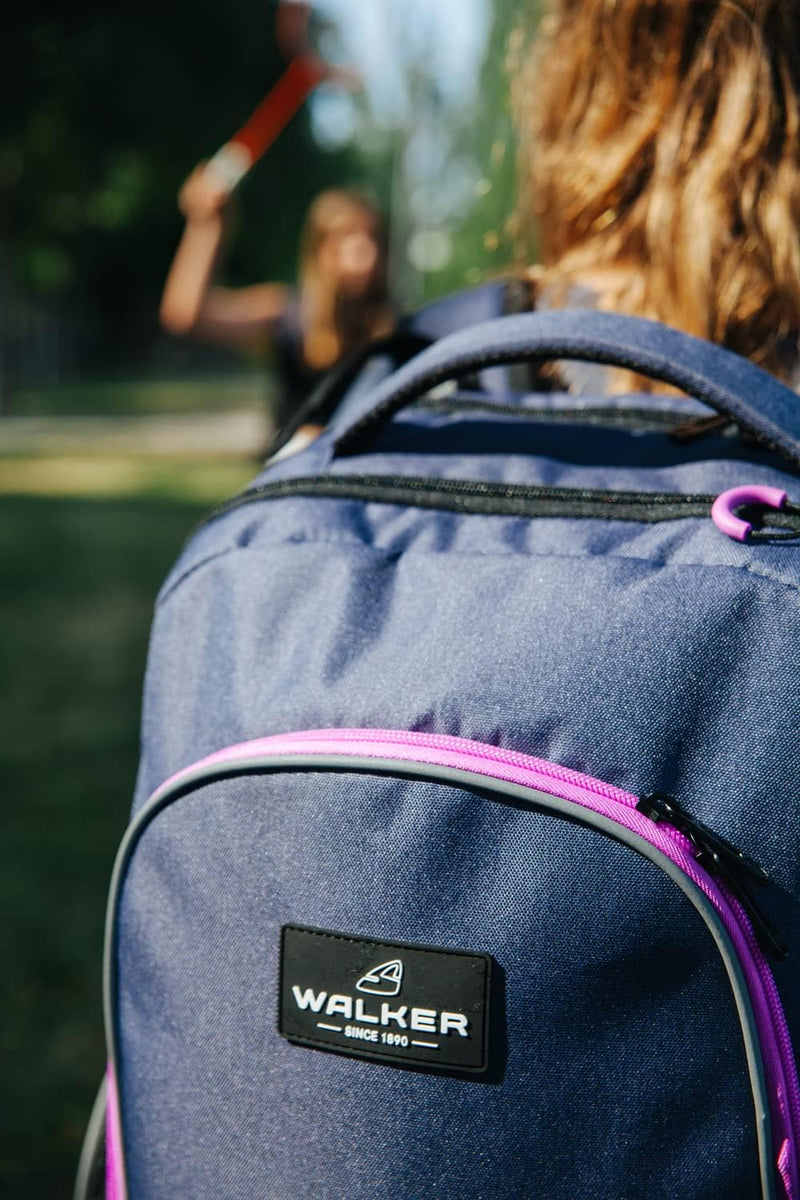 Walker 42117-267 - Rucksack Campus Evo Blue-Ivy-Pink mit 3 Fächern, Laptop-Fach, Seitentaschen, Rück