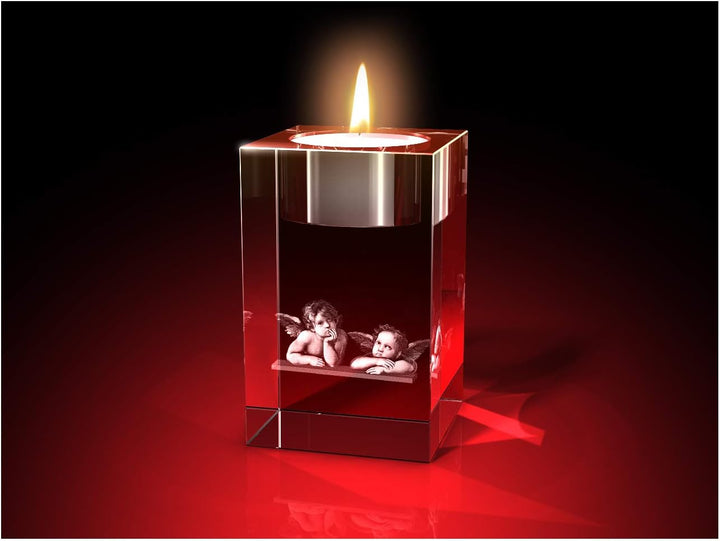 GLASFOTO.COM, Ostern 4er Teelichthalterset, 50 x 80 x 50 mm, Kristallglas 3D Innengravur in Premiumq