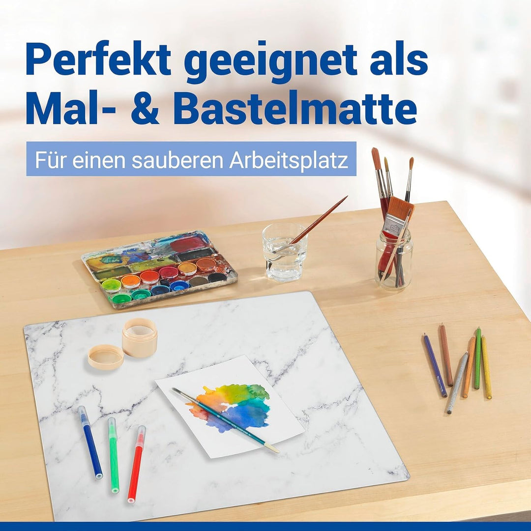 WENKO Abdeckmatte Mod. Marmor Schutzmatte Küche Vinylmatte hitzebeständig PVC 60x52 cm Mehrfarbig fü