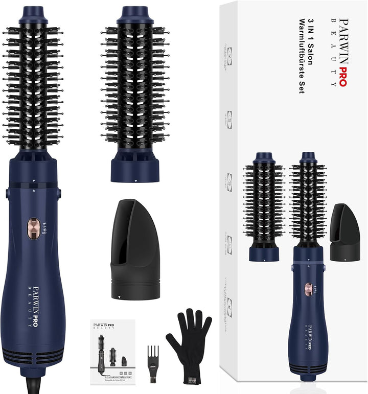 PARWIN PRO BEAUTY 3 in 1 Warmluftbürste, Hairstyler, Föhnbürste zum Stylen in One Step, Schnelles Vo
