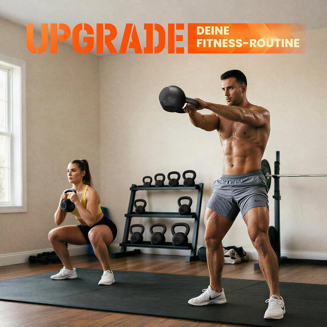 Yes4All 2-20kg Kettlebell aus Gusseisenmit Vinylbeschichtung und Gummifuss, Schwunghantel, Kugelgewi