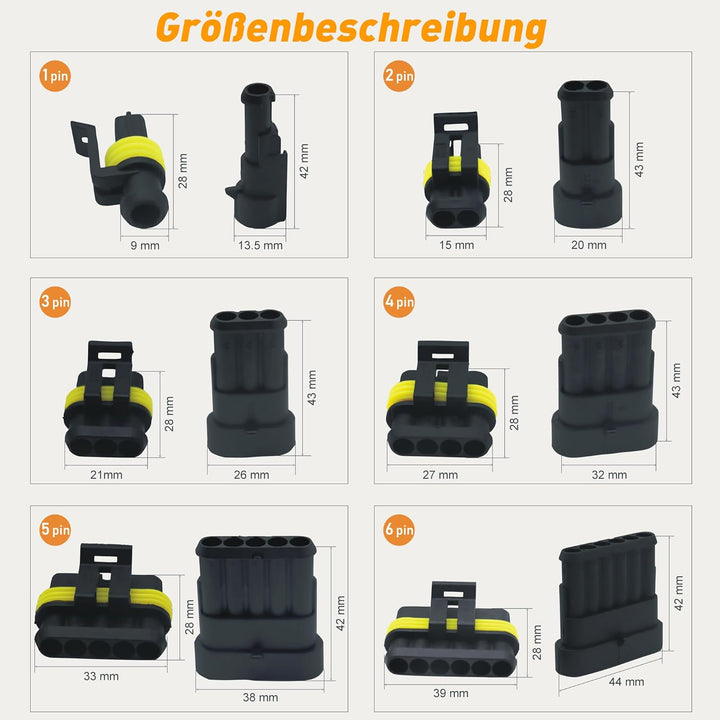 DIYoung 796 Stück Auto Wasserdichte KFZ Kabel Steckverbinder, 12V Wasserdichte Stecker, kfz Stecker