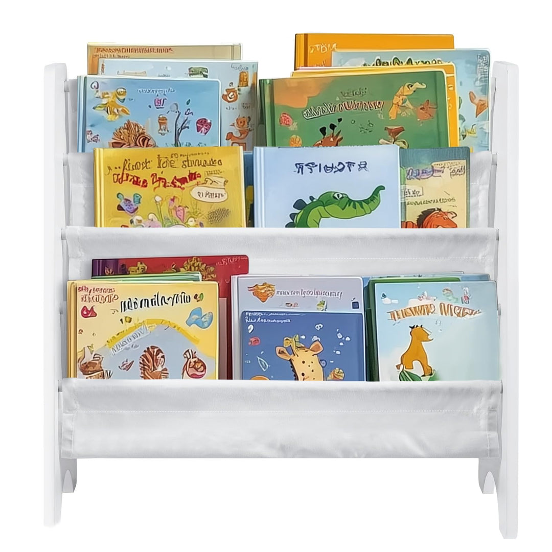 Kinderbücherregal mit Aufbewahrungsfach – Regenbogenfarben Bücherregal aus weicher Leinwand für Kind