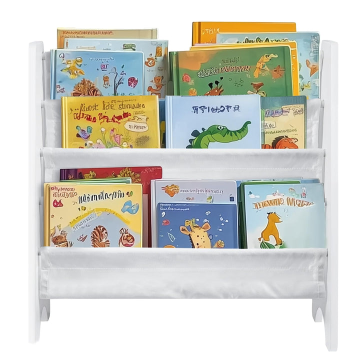 Kinderbücherregal mit Aufbewahrungsfach – Regenbogenfarben Bücherregal aus weicher Leinwand für Kind