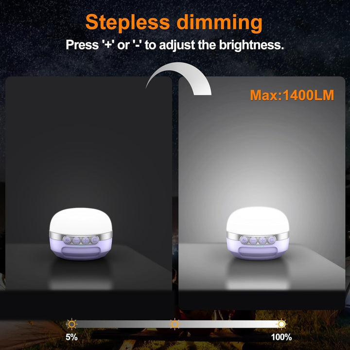 LED Campinglampe, 10400mAh Akku Aufladbar RGB Farblichtwechsel, Stufenlos Dimmbare, Magnetische Camp