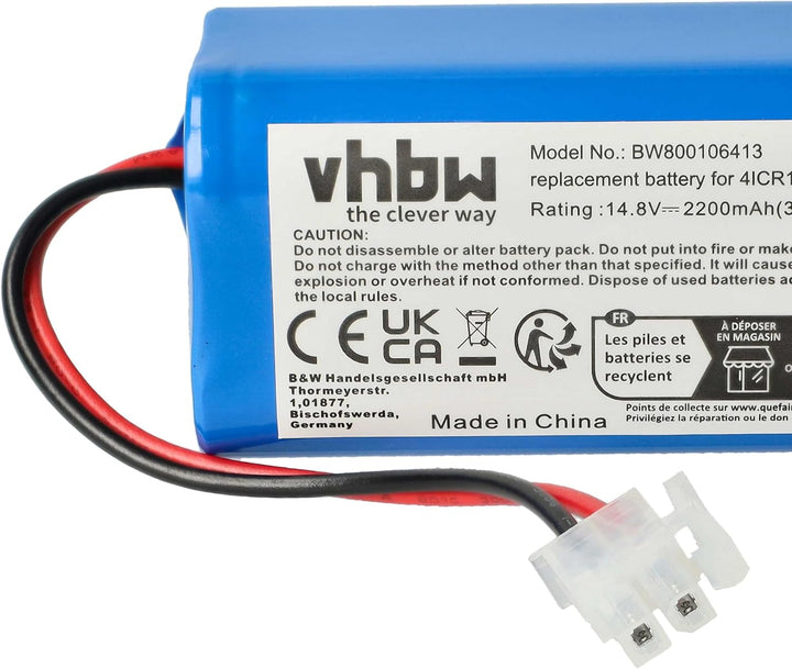 vhbw Akku kompatibel mit Silvercrest SSRA1 Home Cleaner Heimroboter (2200 mAh, 14,8 V, Li-Ion)