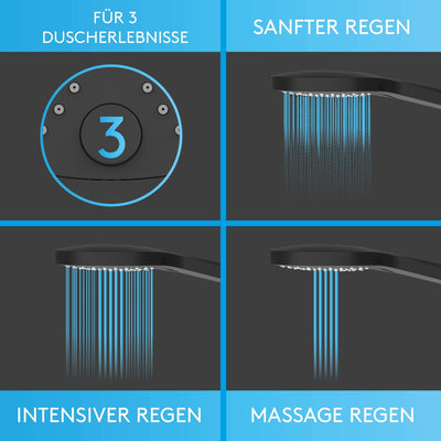 Bächlein Universal Duschbrause - Brausekopf mit 3 Strahlarten, einfach wechselbar durch praktische D