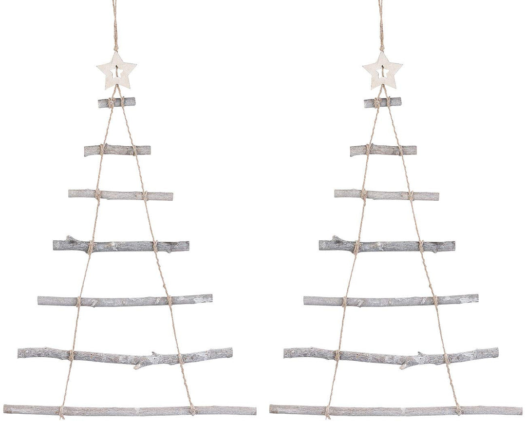 Britesta Weihnachtsdeko: 2 Deko-Holzleitern in Weihnachtsbaum-Form zum Aufhängen, 48 x 78 cm (Deko W