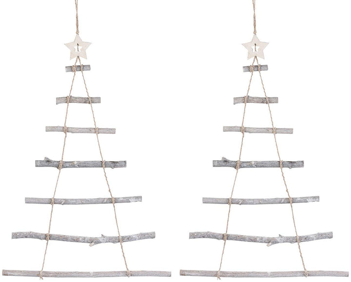 Britesta Weihnachtsdeko: 2 Deko-Holzleitern in Weihnachtsbaum-Form zum Aufhängen, 48 x 78 cm (Deko W
