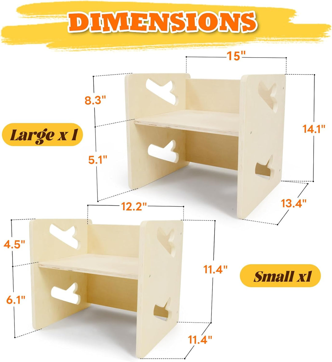 Montessori Abstilltisch und Stuhl aus Massivholz - Tisch- und Stuhlset für Kleinkinder, Montessori M
