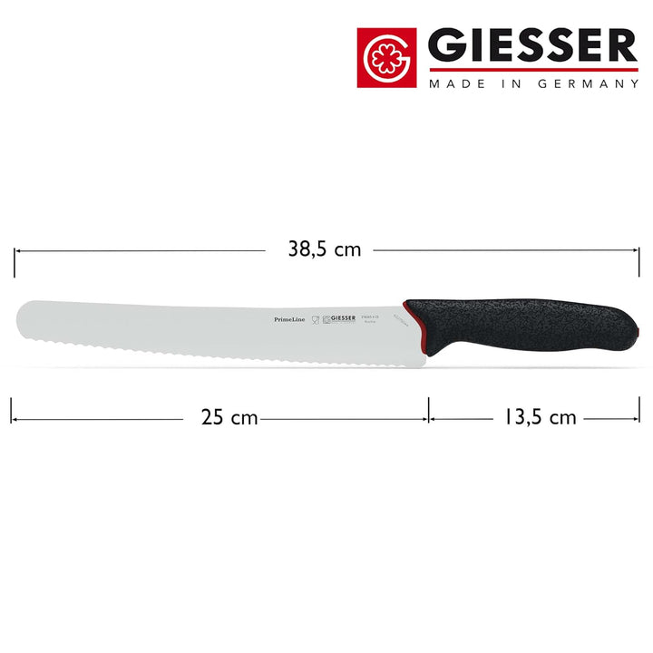 GIESSER seit 1776 - Made in Germany - Universalmesser 25 cm mit Wellenschliff PrimeLine, schwarz, ro