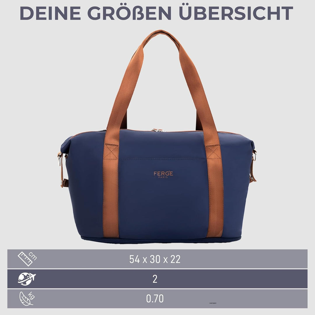 FERGÉ Reisetasche erweiterbar Milano Weekender Kabinengrösse Sporttasche Nano-Mesh blau Blau-braun 1