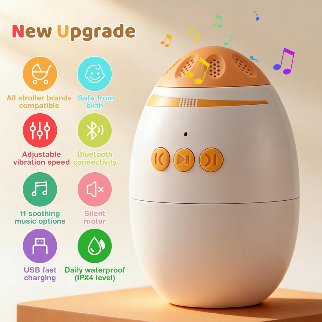 Rechargeable Bluetooth Kinderwagen Schaukler mit Weissem Rauschen & Musikbox – 45 Min Auto-Timer, Si