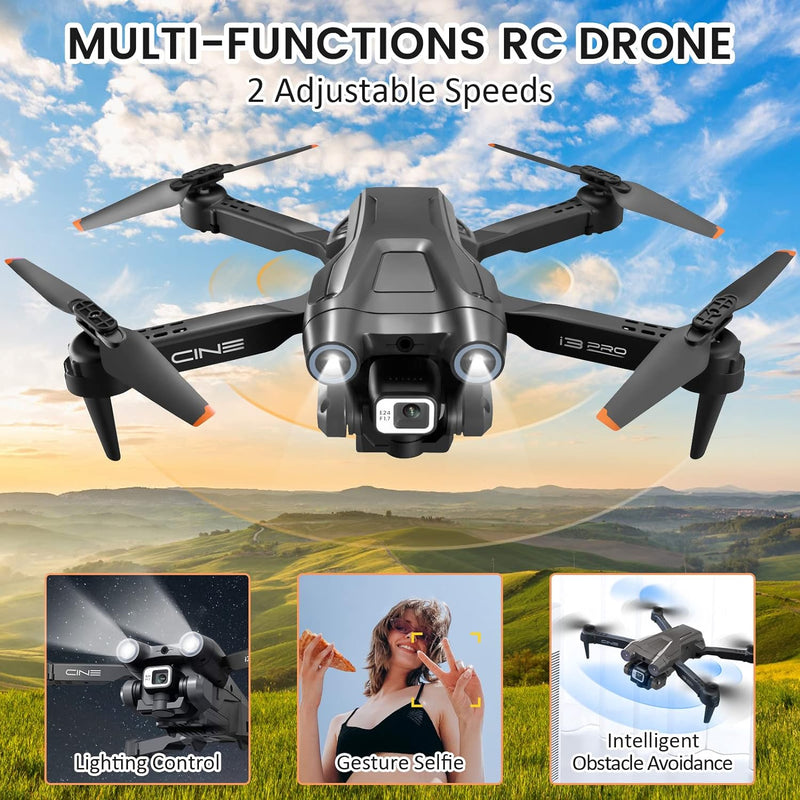 Mingfuxin Faltbare Drohne mit Kamera für Anfänger, RC Quadcopter Drohne mit App WIFI FPV Live-Video,