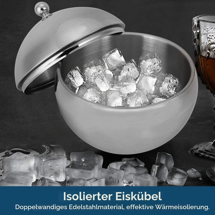 Eiskübel mit Deckel, Eiswürfelbehälter, Eiskübel aus Edelstahl in Kupferoptik, eisbehälter für Whisk
