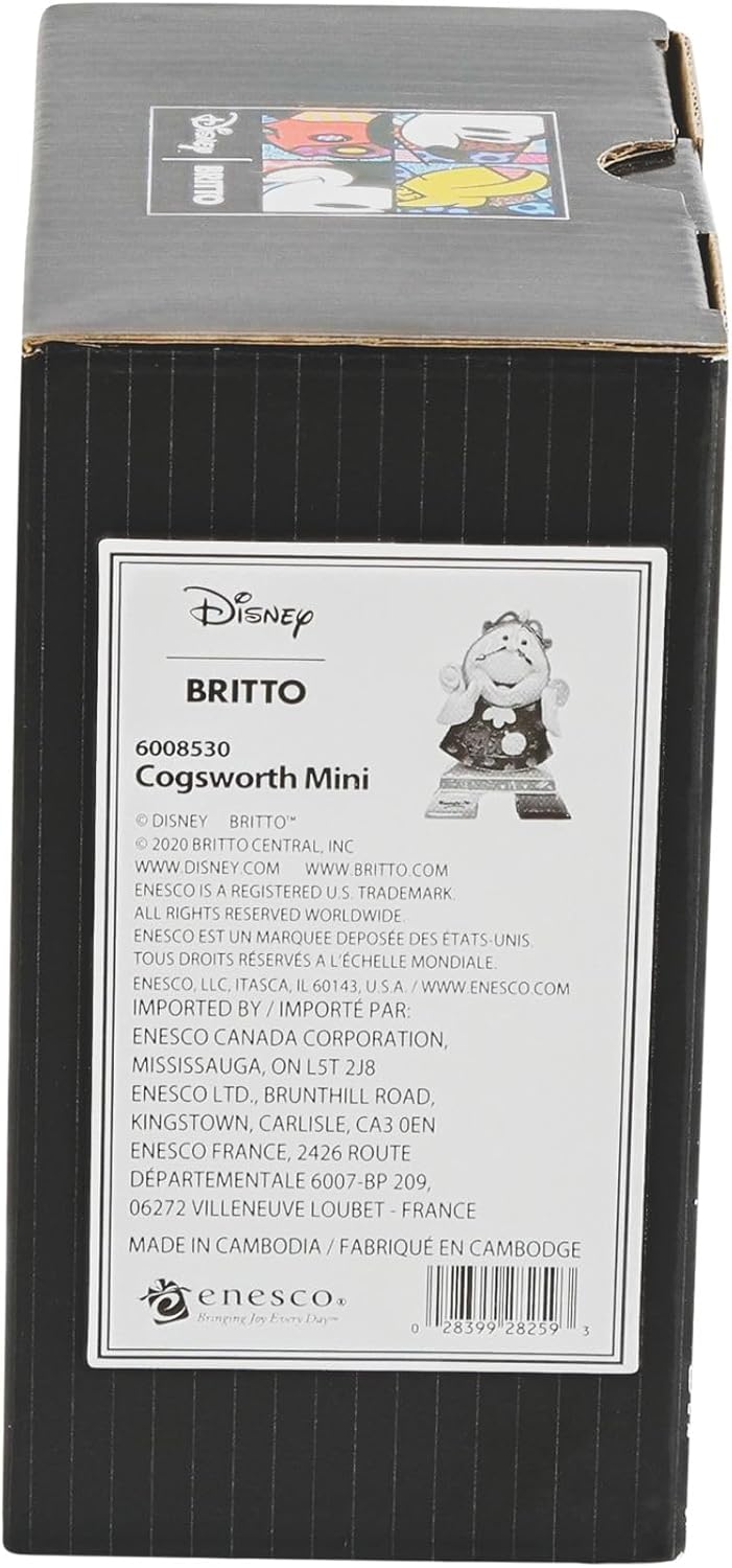 Enesco Disney by Romero Britto Die Schöne und das Biest Cogsworth Miniatur-Figur, 7,4 cm, Mehrfarbig