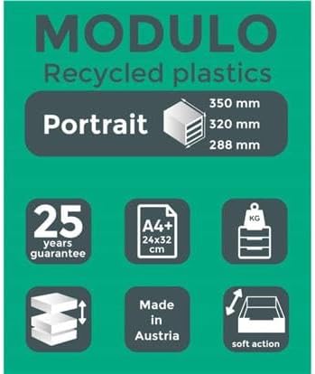 Exacompta 325014D Ablagebox Modulo, für DIN A4, 3 Schubladen, robust und praktisch, Lichtgrau/Schwar