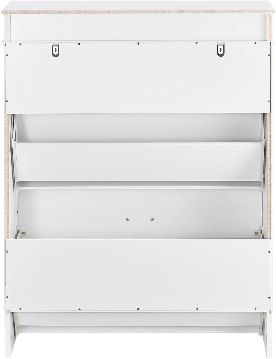 SoBuy Schuhschrank Schmal mit 2 Klappen - Schmaler Schuhkipper mit 2 Ablagen, Verstellbares Schuhreg