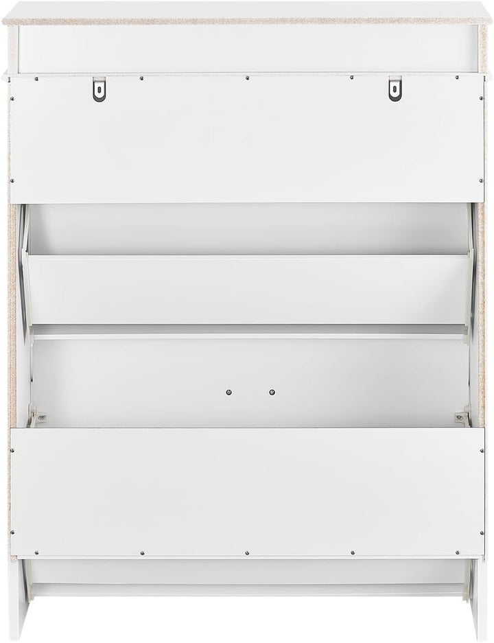 SoBuy Schuhschrank Schmal mit 2 Klappen - Schmaler Schuhkipper mit 2 Ablagen, Verstellbares Schuhreg