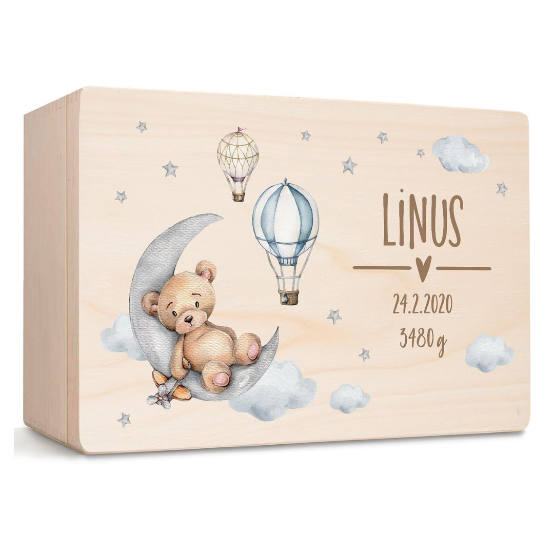 Little Deco Personalisierte Erinnerungsbox Baby Holzkiste mit Deckel | L - 40 x 30 x 22 cm | Erinner