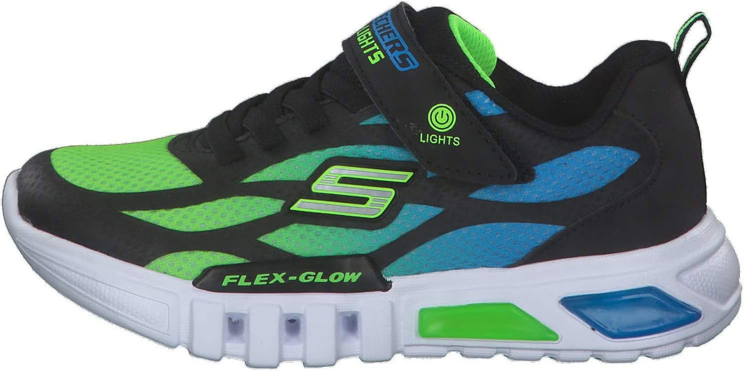 Skechers Jungen Flex-glow Dezlom Sneaker 28.5 EU Black Synthetic Textile Blue Lime Trim, 28.5 EU Bla