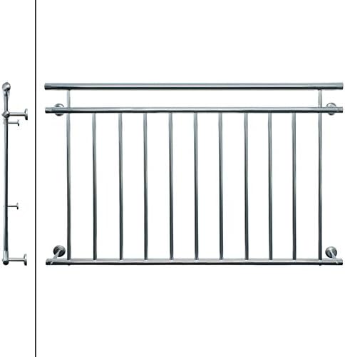 ECD Germany Französischer Balkon 90x156 cm mit 11 Füllstäben, Silber glänzend, aus Edelstahl, Balkon