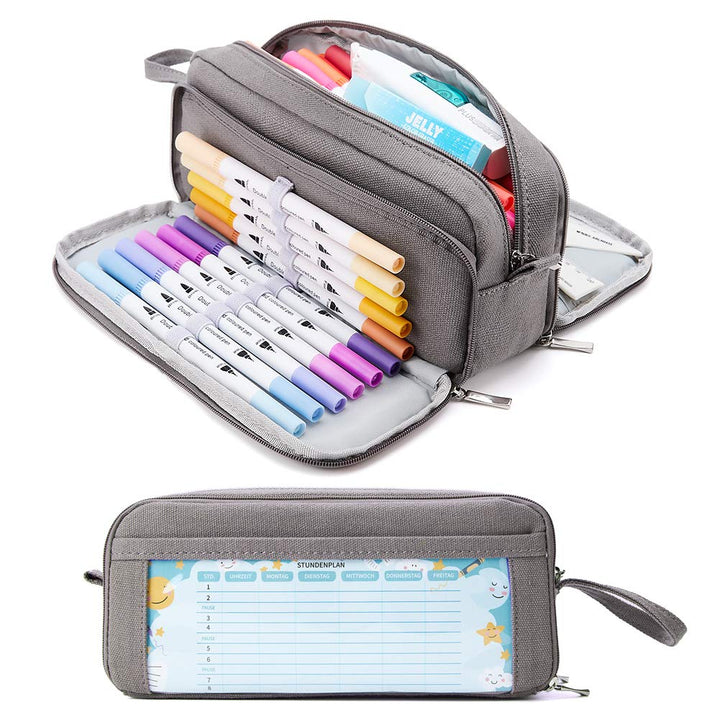 KALIDI Federmäppchen mit 3 Fächer Grosse Kapazität Mäppchen Federtasche Stiftetasche Pencil Case Ble